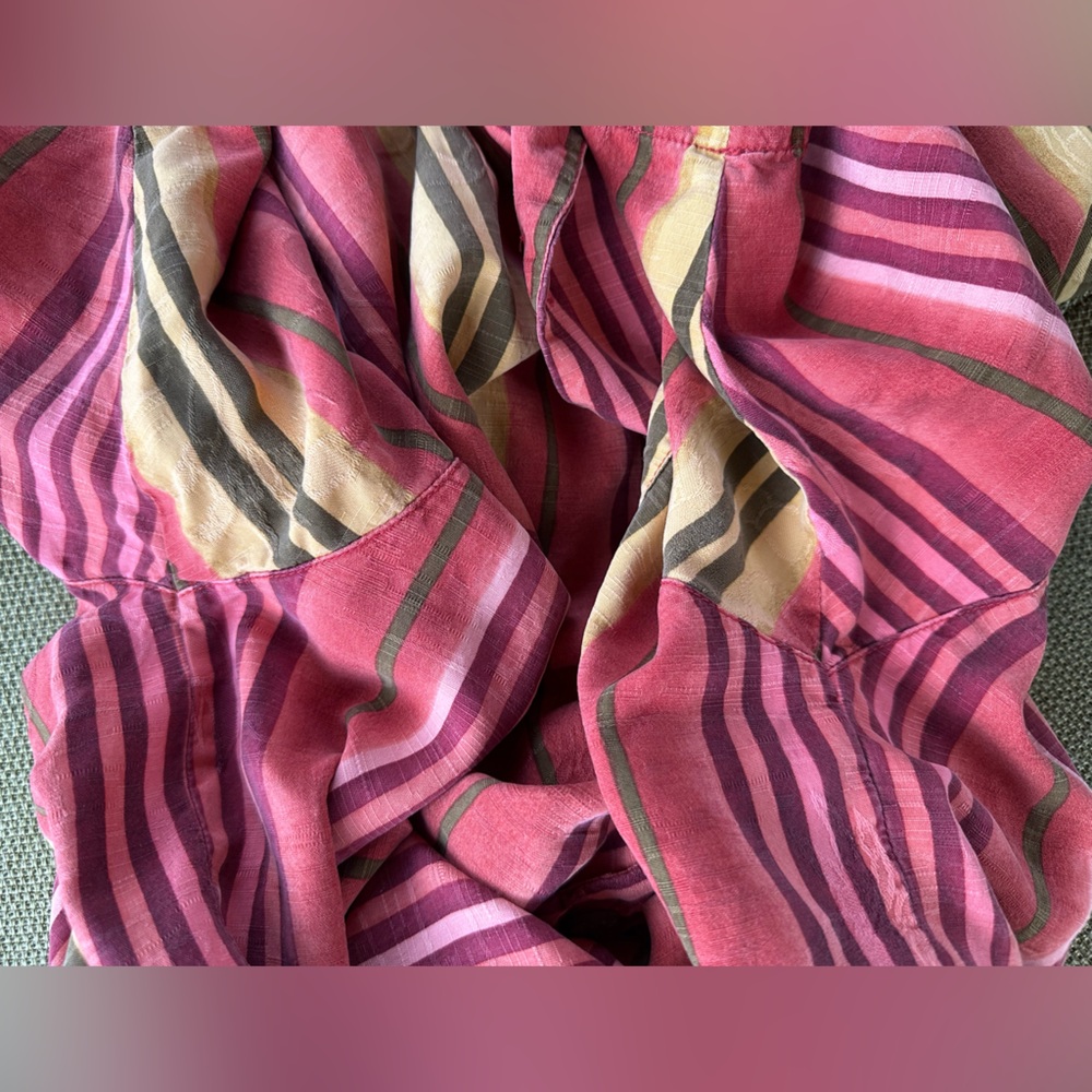 Silk Tommy Bahama Multi-Striped Sunset Relaxed Camp Shirt Vintage Vacation ~ M - Picture 11 of 17